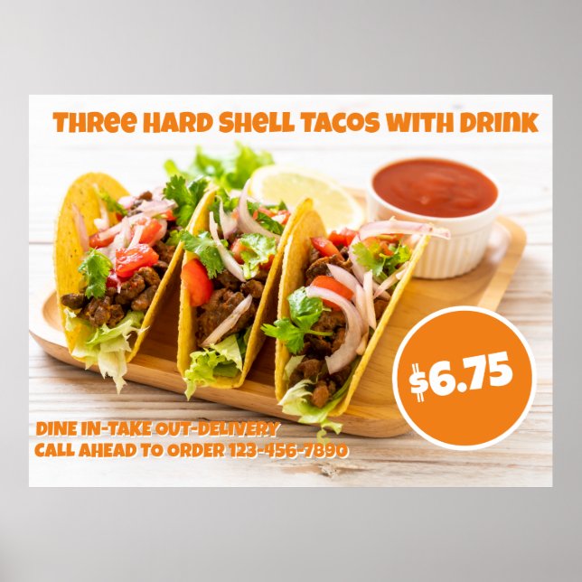 Affiche Personnaliser Nourriture Mexicaine Tacos à Coquill (Devant)