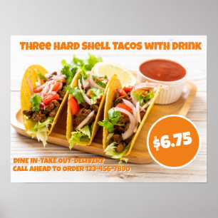 Affiche Personnaliser Nourriture Mexicaine Tacos à Coquill