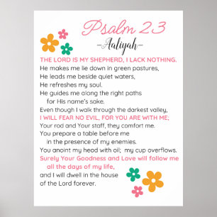 Affiche Personnaliser Psaume 23-NIV Bible Scripture Fleurs