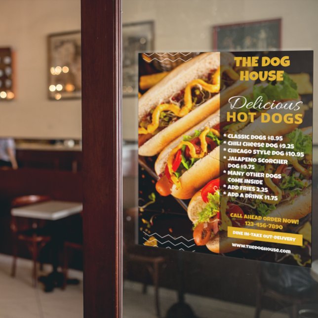 Affiche Personnaliser Restaurant Hot-Dogs Délicieux Moyen (Créateur téléchargé)