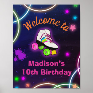 Affiche Personnaliser Roller Sking Neon Welcome