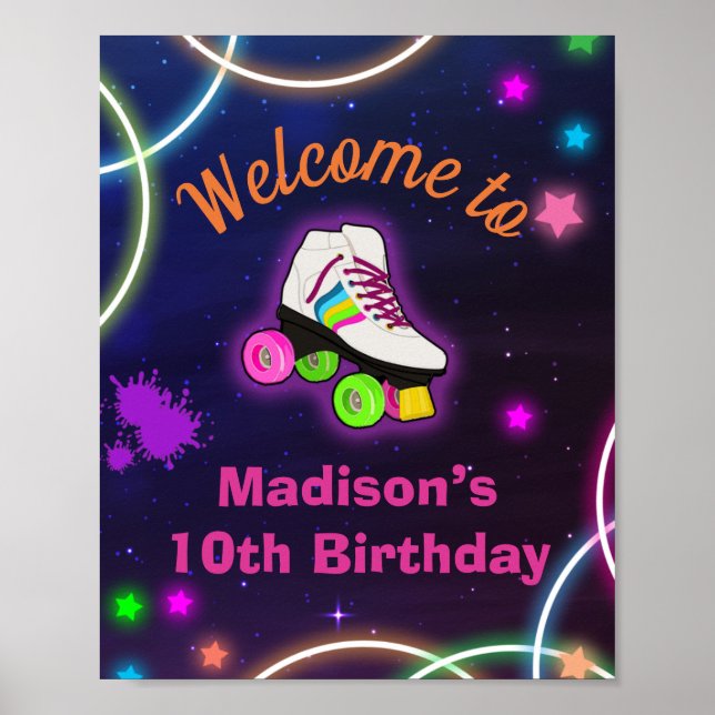 Affiche Personnaliser Roller Sking Neon Welcome (Devant)