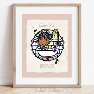 Affiche Personnalisez! Fille de peau foncée bulle d'art de