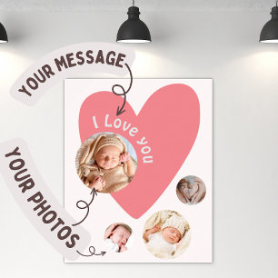 Affiche Personnalisez le cadeau bébé avec 4 photos et mess