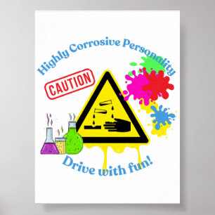 Affiche Personnalité Très Corrosive Classe 8 ADR Camionneu