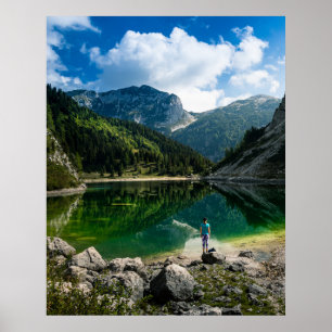 Affiche Personne au lac de montagne