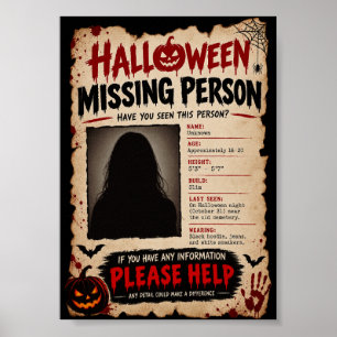 Affiche Personne disparue Halloween vintage