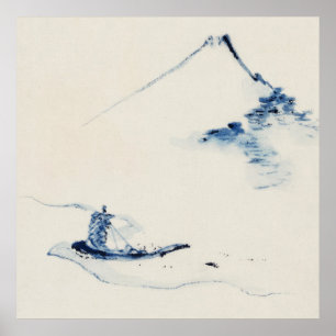 Affiche Personne en bateau avec le Mont Fuji par Hokusai