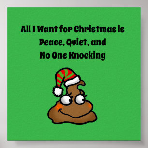 Affiche Personne ne frappe Drôle de Noël Toilettes Humour
