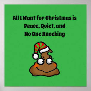 Affiche Personne ne frappe Drôle de Noël Toilettes Humour