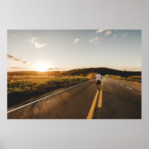 Affiche Personne qui court sur la route le matin