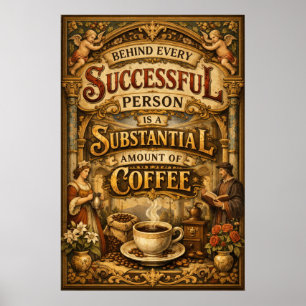 Affiche Personne Réussie Art de Café Vintage Élégant