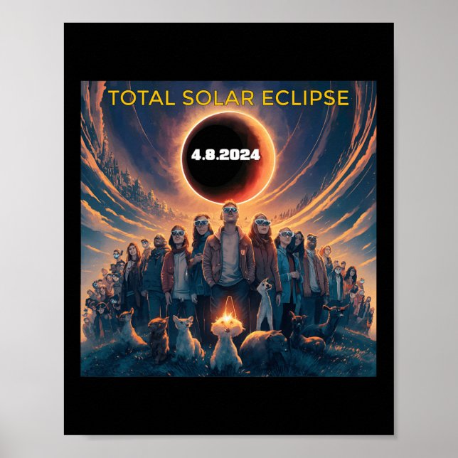 Affiche Personnes Eclipse Gles Total Solaire Eclipse 2024 (Devant)