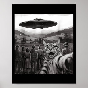 Affiche Personnes regardant un chat extraterrestre drôle p