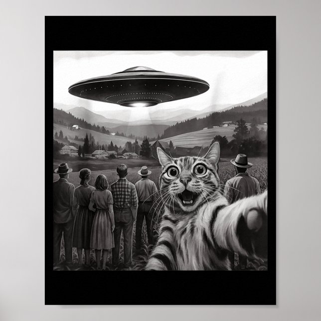 Affiche Personnes regardant un chat extraterrestre drôle p (Devant)