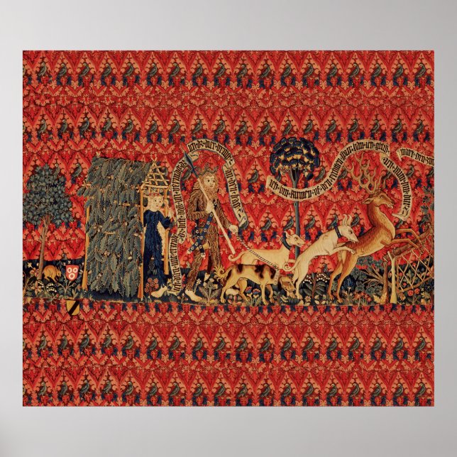 Affiche PERSONNES SAUVAGES EN CHASSE DE CERF, Animaux, Flo (Devant)