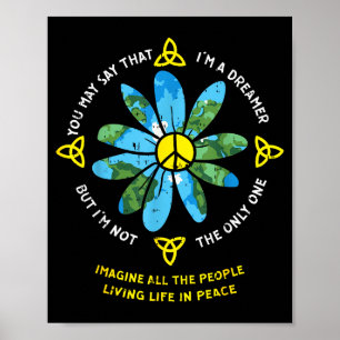 Affiche Personnes vivant la vie en paix Vintage 80s Hipe H