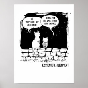 Affiche Perspective de chat cosmique Art de chat drôle