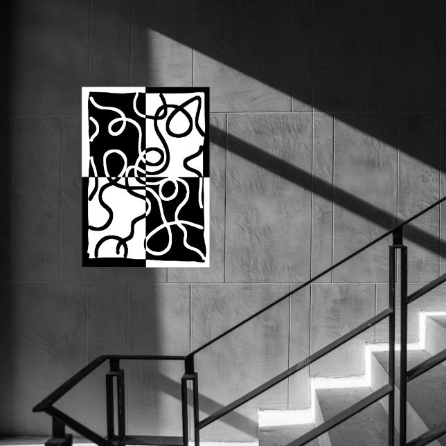 Affiche Persuasion linéaire II : noir et blanc Abstrait (Créateur téléchargé)