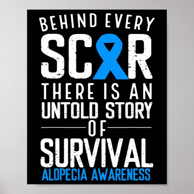 Affiche Perte de cheveux calcaire Bleu Ruban Alopecia Area (Devant)