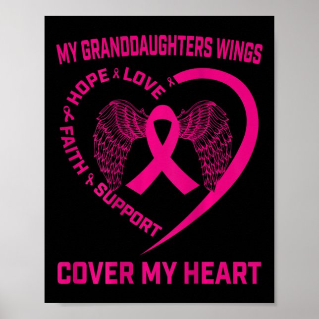 Affiche Perte De La Petite-Fille Cancer Du Sein Heart Wing (Devant)
