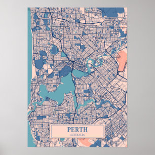 Affiche Perth - Australie Breezy City Map 