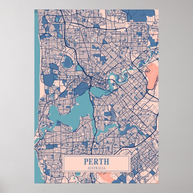 Affiche Perth - Australie Breezy City Map (Devant)