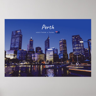 Affiche Perth, Australie - Ciel de la ville la nuit