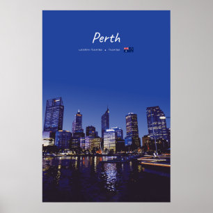 Affiche Perth, Australie - Ciel de la ville la nuit