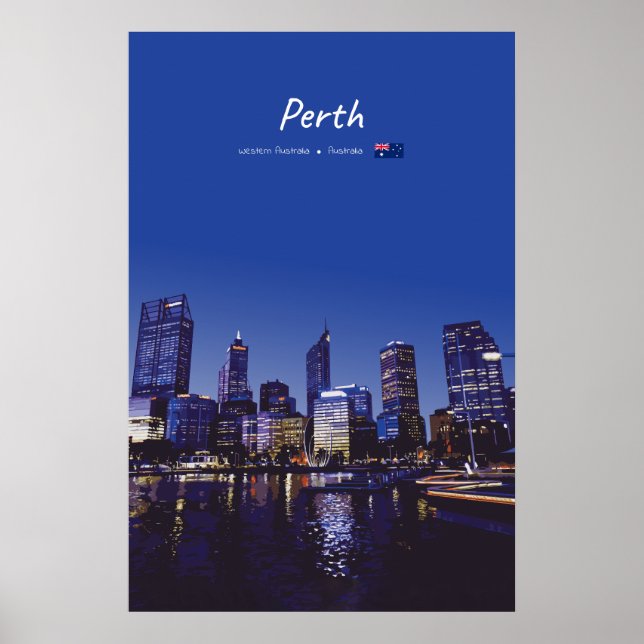 Affiche Perth, Australie - Ciel de la ville la nuit (Devant)