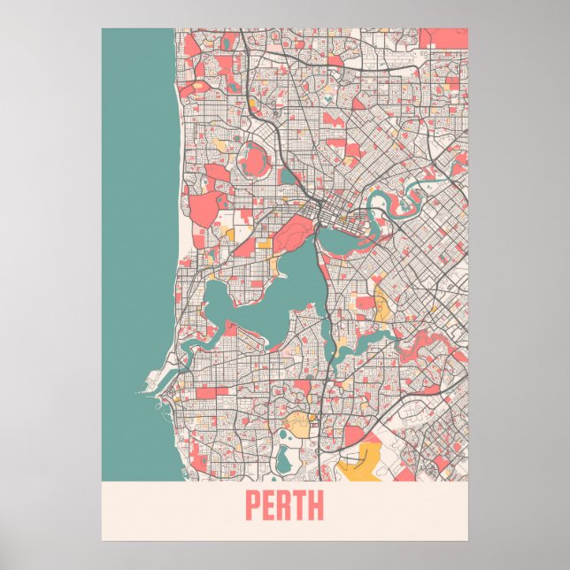 Affiche Perth - Plan de la ville de Chalk Australie (Devant)