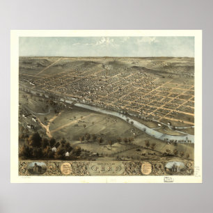 Affiche Peru  Indiana 1868 Antique Panoramic Map
