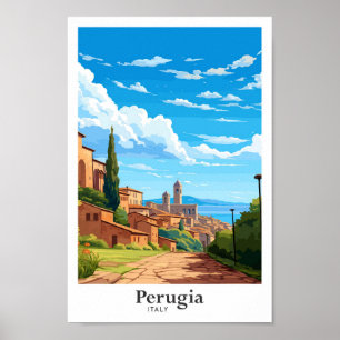 Affiche Perugia Italie Vintage voyage d'art