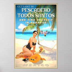 Affiche Pescadero y Todos Santos Mexico Basse-Californie