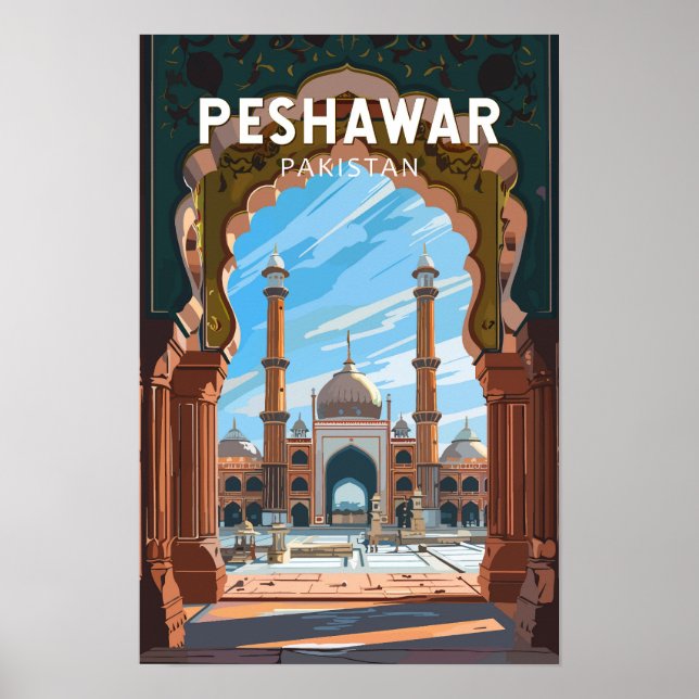 Affiche Peshawar Pakistan Voyage Art Vintage (Devant)