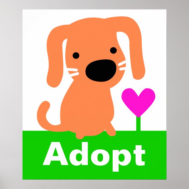 Affiche Pet Adoption - Orange Dog & Heart (Devant)