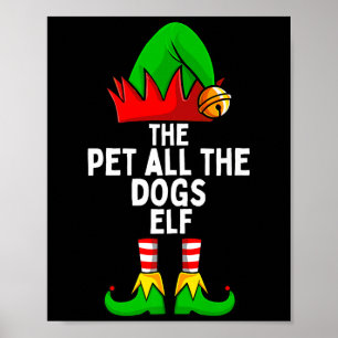 Affiche Pet All The Dogs Elf tenue de Noël assortie pour l