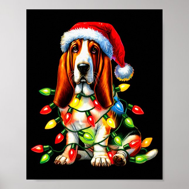 Affiche Pet Animal Bet Hound Dog Lover Santa Hat Christmas (Devant)