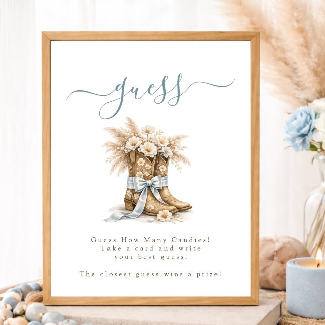 Affiche Pet Cowboy Bottes Fête Prénatale Bébé Devine Combi (Créateur téléchargé)