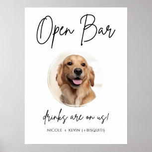 Affiche Pet Dog Mariage Open Bar Boissons Signal