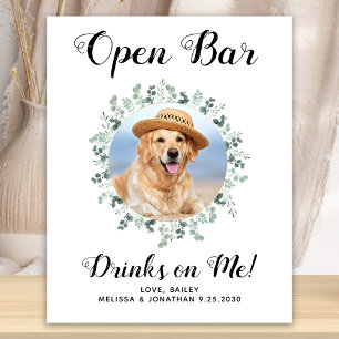 Affiche Pet Dog Mariage Open Bar Photo Boissons Personnali