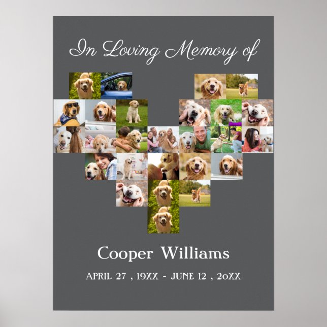 Affiche Pet Dog Memorial Custom Photo collage Pet Perdre (Devant)