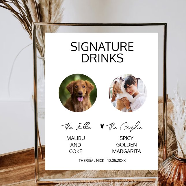 Affiche Pet Dog Photo Signature Boire Menu Mariage moderne (Créateur téléchargé)
