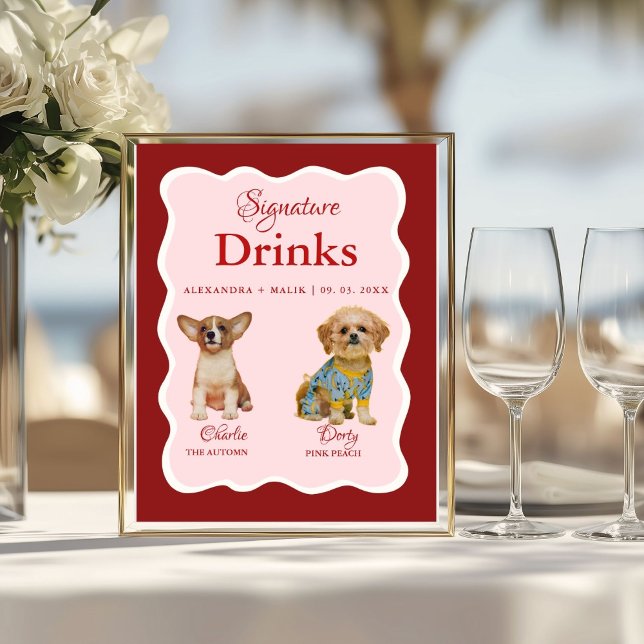 Affiche Pet Dog Valentine Signature Drink wedding sign (Créateur téléchargé)