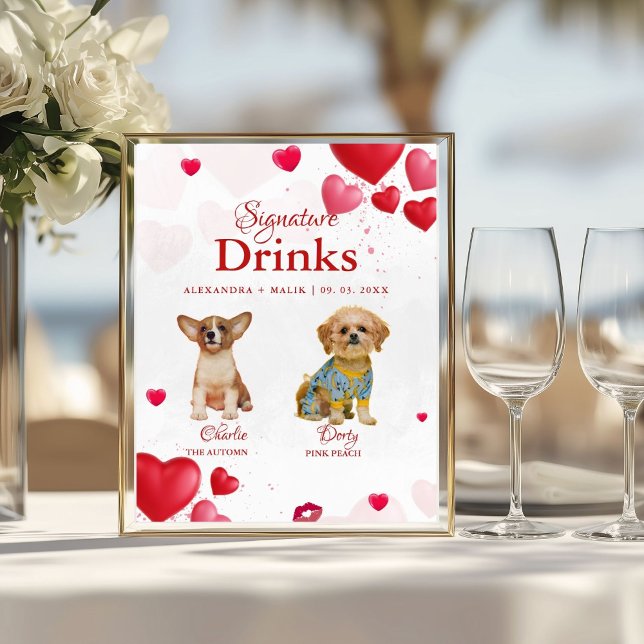 Affiche Pet Dog Valentine Signature Drink wedding sign (Créateur téléchargé)