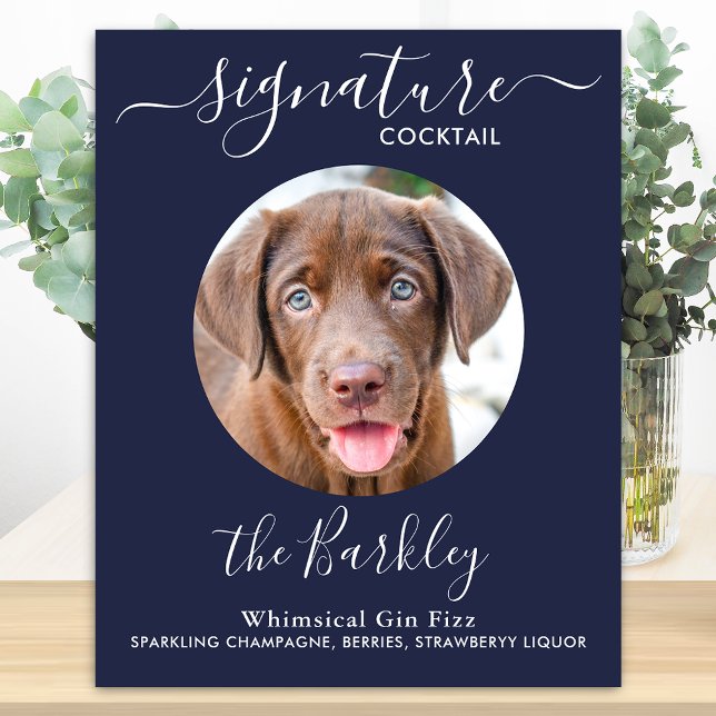 Affiche Pet Dog Wedding Signature Cocktail Navy Blue  (Créateur téléchargé)