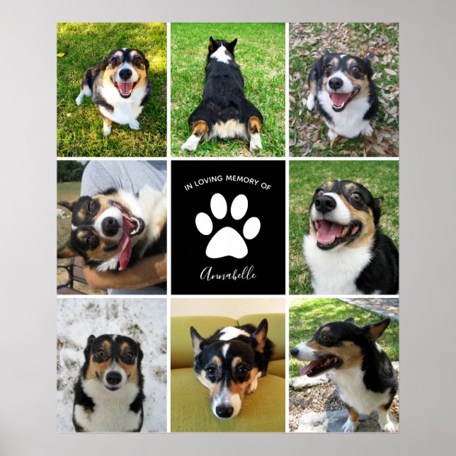 Affiche Pet Memorial Custom Chien 8 Photo Collage (Devant)