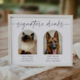 Affiche Pet Photo Signature Boissons Mariage Bar Sign