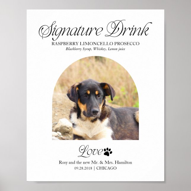 Affiche Pet Signature Drink Wedding Sign with Photo (Devant)