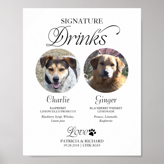 Affiche Pet Signature Drinks Wedding Sign with Photo (Devant)